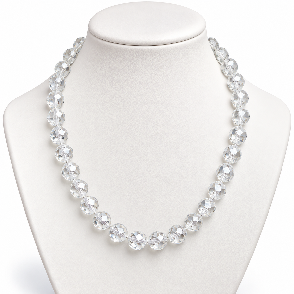 Witte Kristal Ketting 10 mm – Crystal Glow