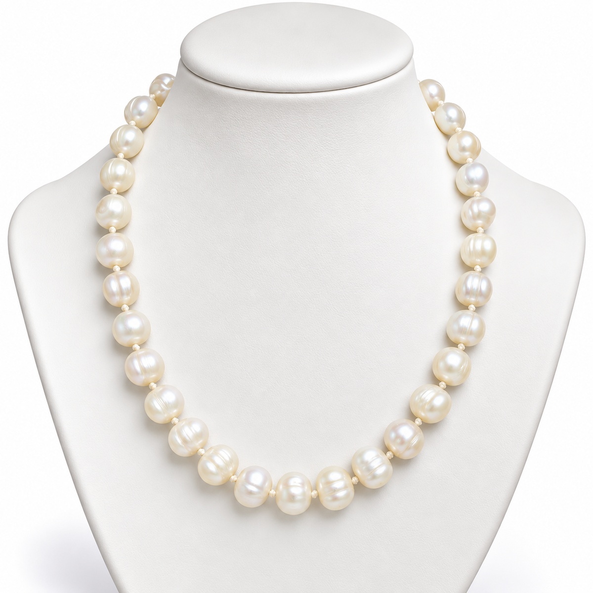 Wit-Gouden Parelketting 12 mm – Golden Pearl